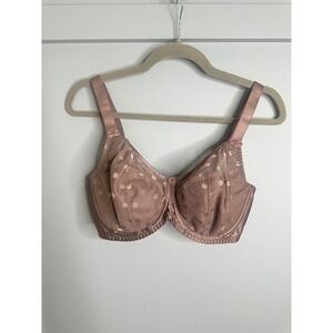 Fit Fully Yours 32H Sheer Polka Dot Lace Underwire Bra Dusty Rose Mauve B2498
